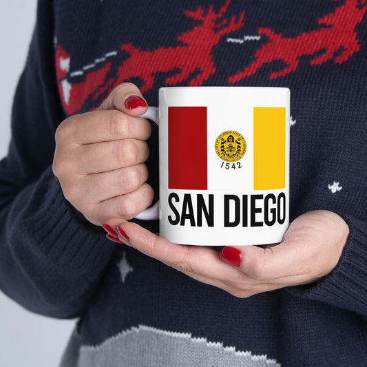 San Diego City Flag White Ceramic Mug - 11oz, 15oz