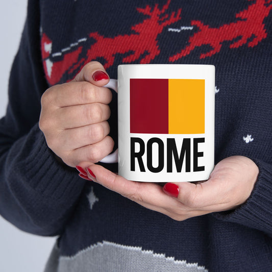 Rome City Flag White Ceramic Mug - 11oz, 15oz