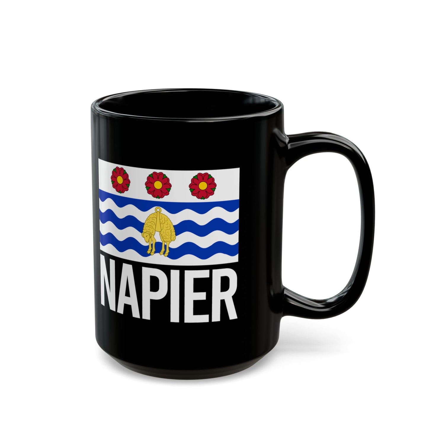 Napier City Flag Black Ceramic Mug - 11oz, 15oz