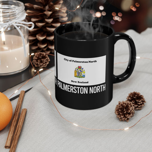 Palmerston North City Flag Black Ceramic Mug - 11oz, 15oz