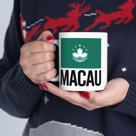 Macau City Flag White Ceramic Mug - 11oz, 15oz