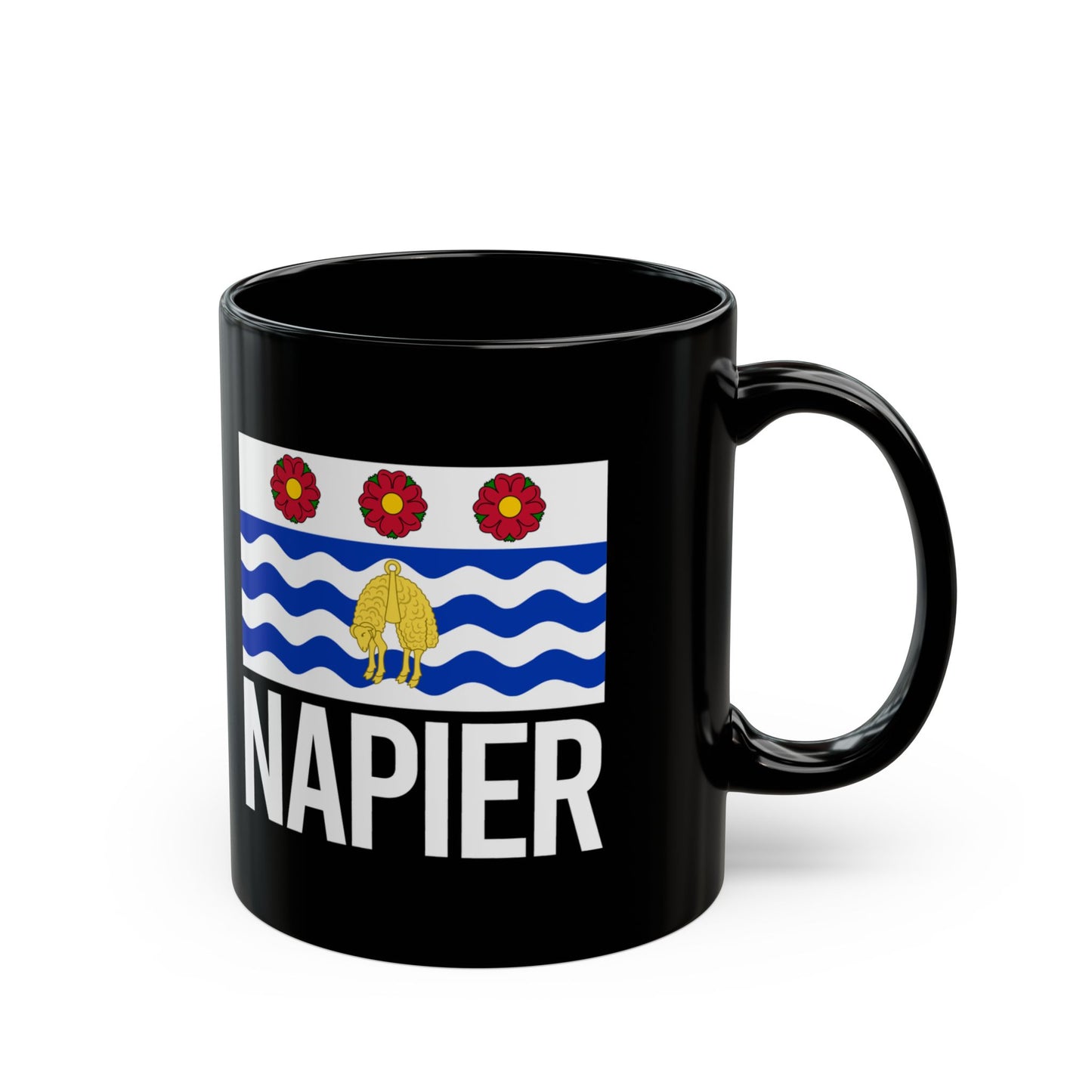 Napier City Flag Black Ceramic Mug - 11oz, 15oz