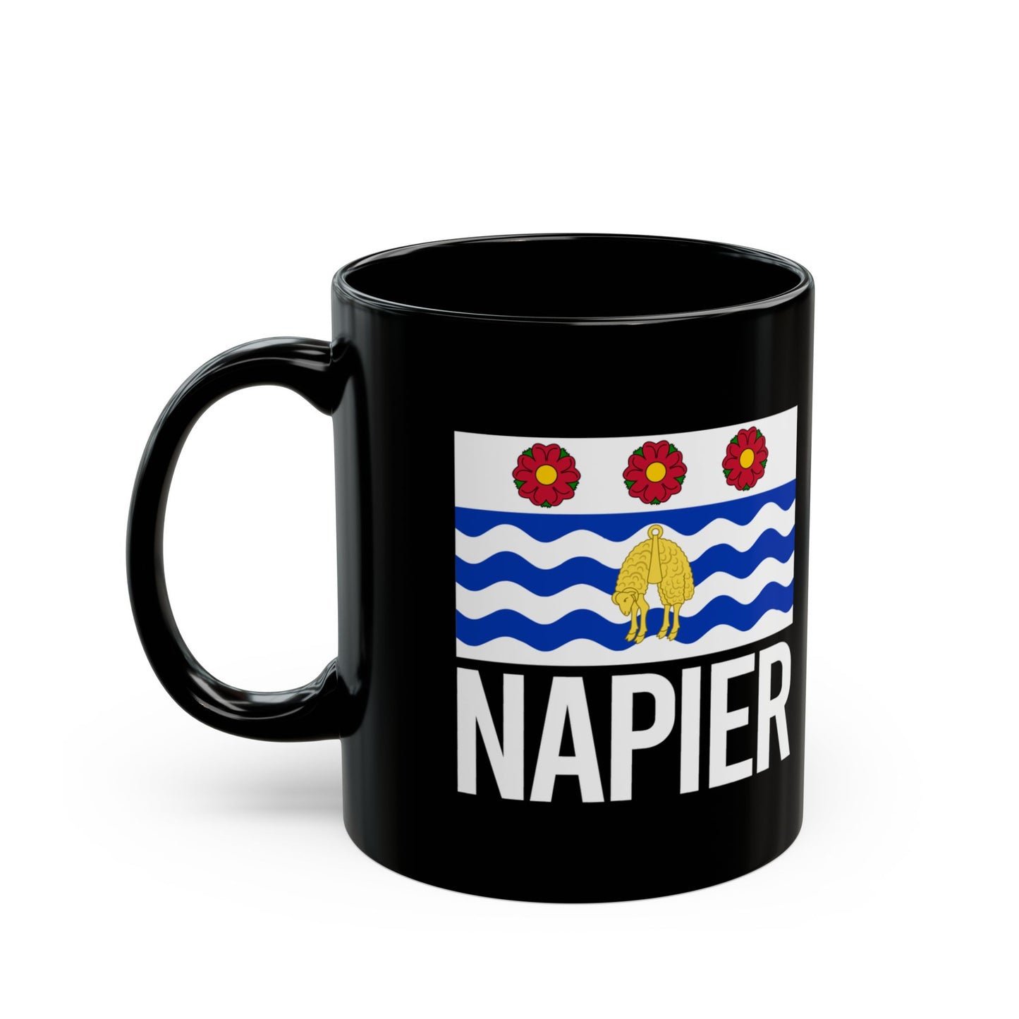 Napier City Flag Black Ceramic Mug - 11oz, 15oz