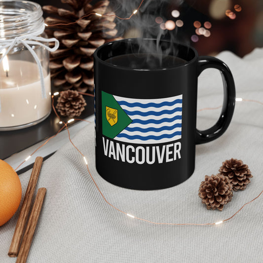 Vancouver City Flag Black Ceramic Mug - 11oz, 15oz