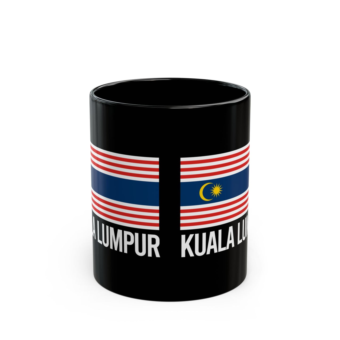 Kuala Lumpur City Flag Black Ceramic Mug - 11oz, 15oz