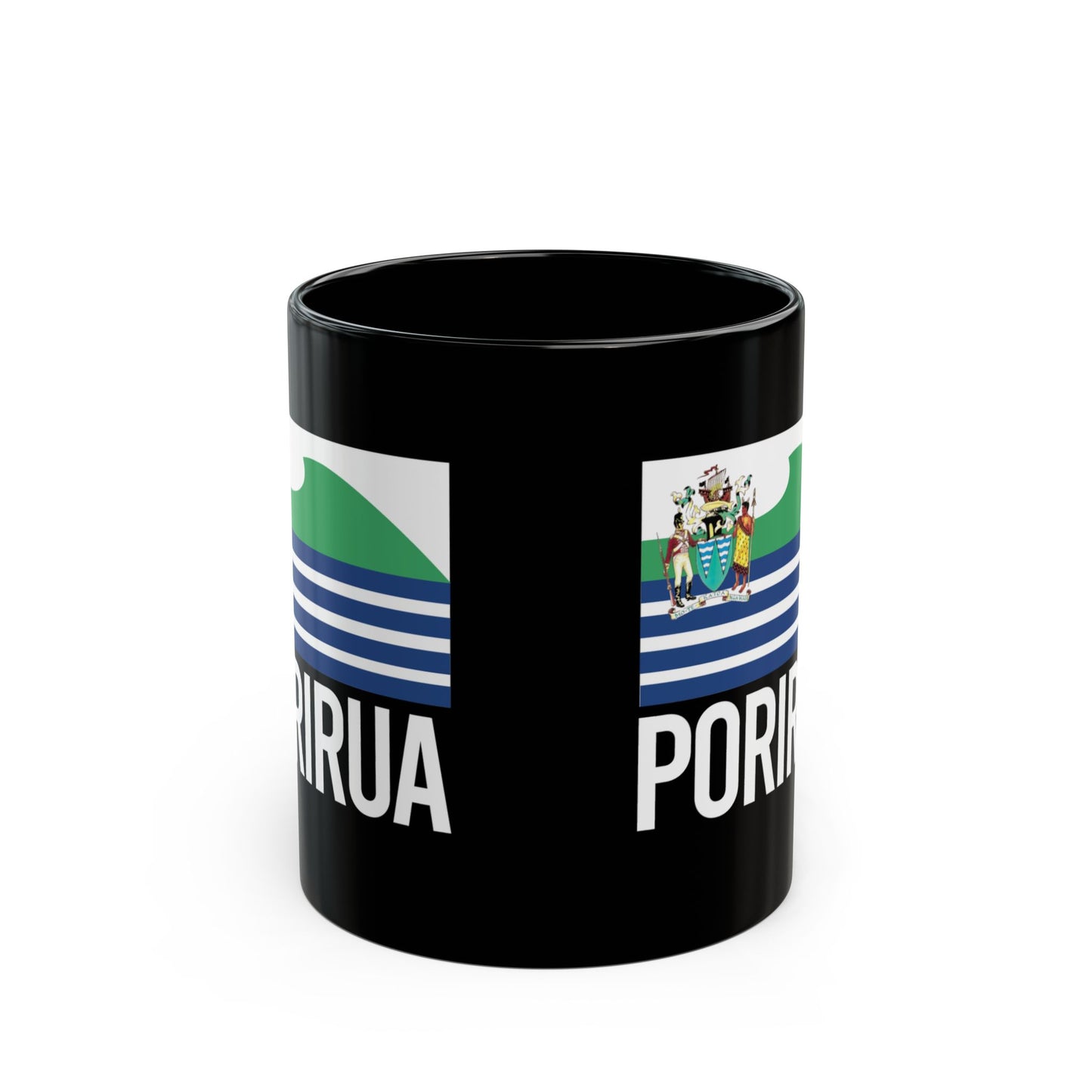 Porirua City Flag Black Ceramic Mug - 11oz, 15oz