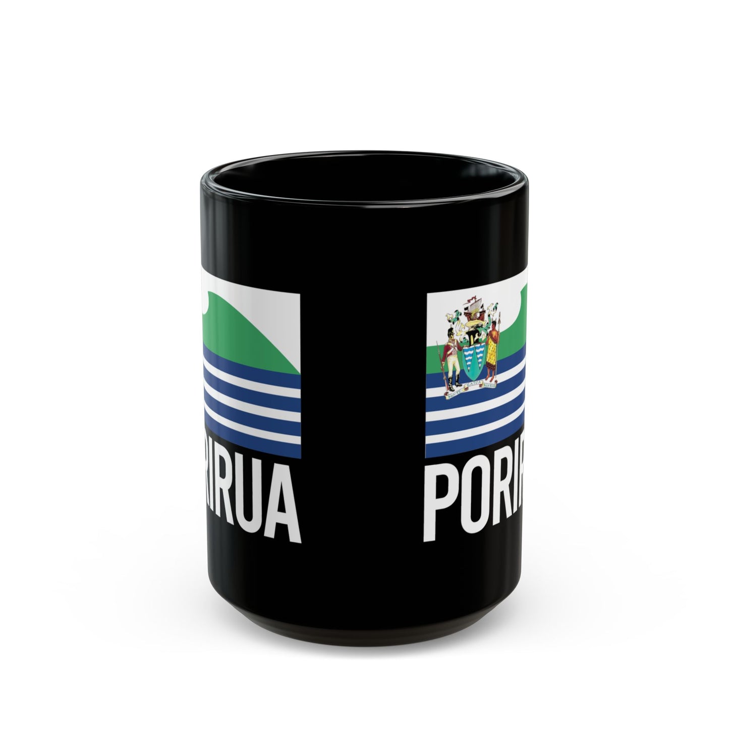 Porirua City Flag Black Ceramic Mug - 11oz, 15oz