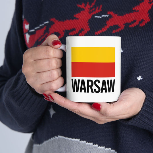 Warsaw City Flag White Ceramic Mug - 11oz, 15oz