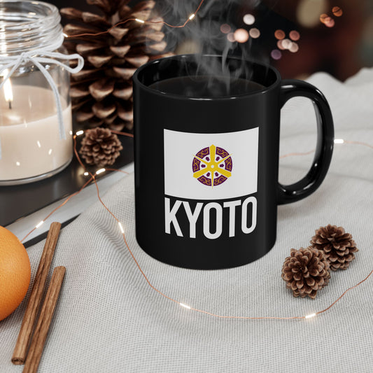 Kyoto City Flag Black Ceramic Mug - 11oz, 15oz