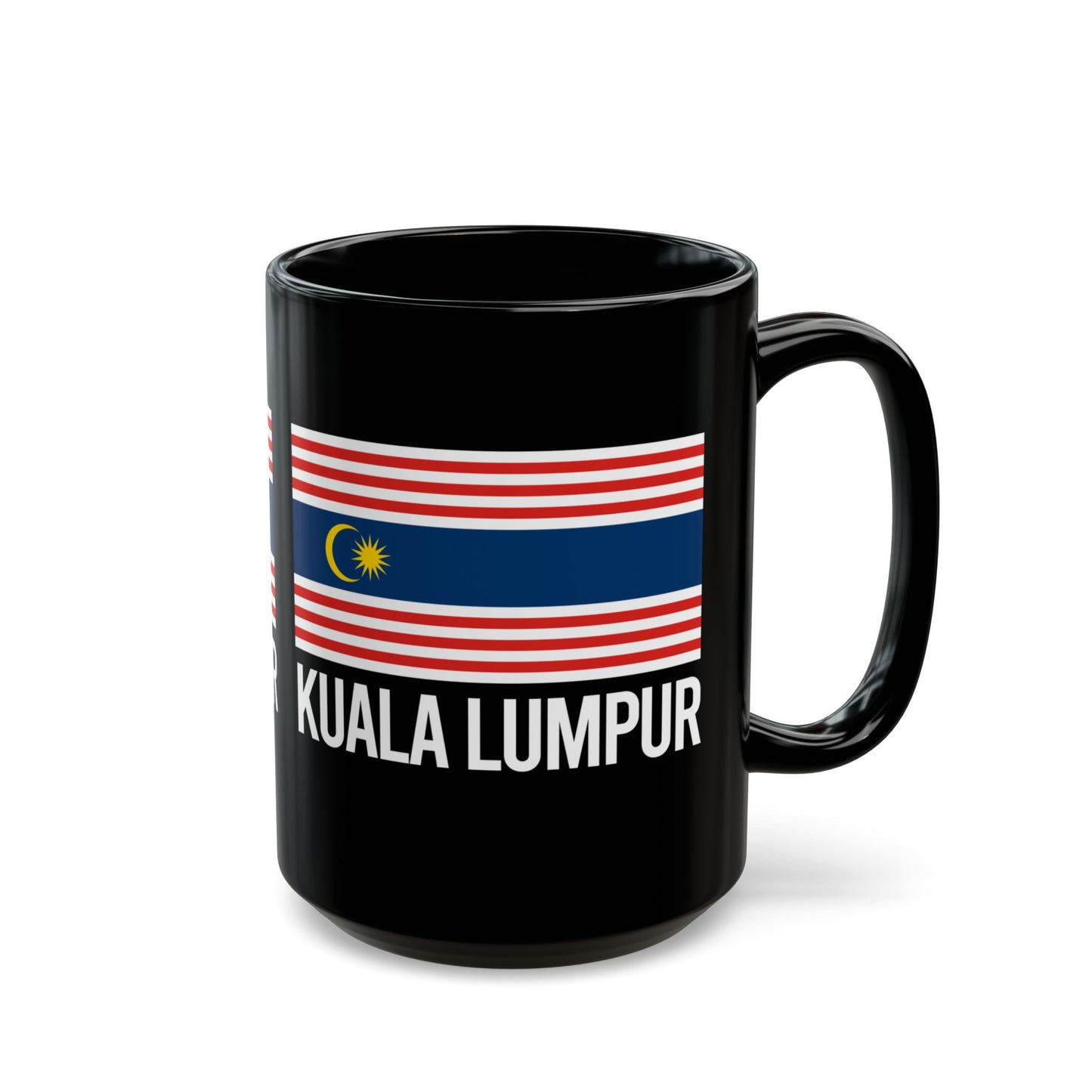 Kuala Lumpur City Flag Black Ceramic Mug - 11oz, 15oz