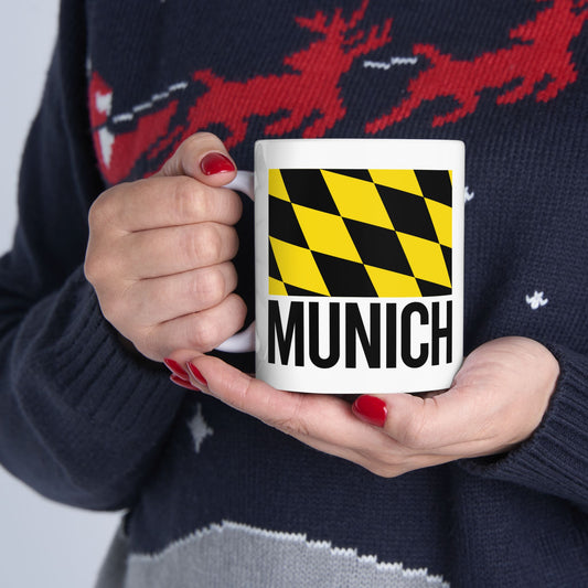 Munich City Flag White Ceramic Mug - 11oz, 15oz