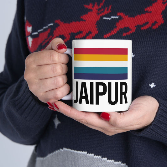 Jaipur City Flag White Ceramic Mug - 11oz, 15oz