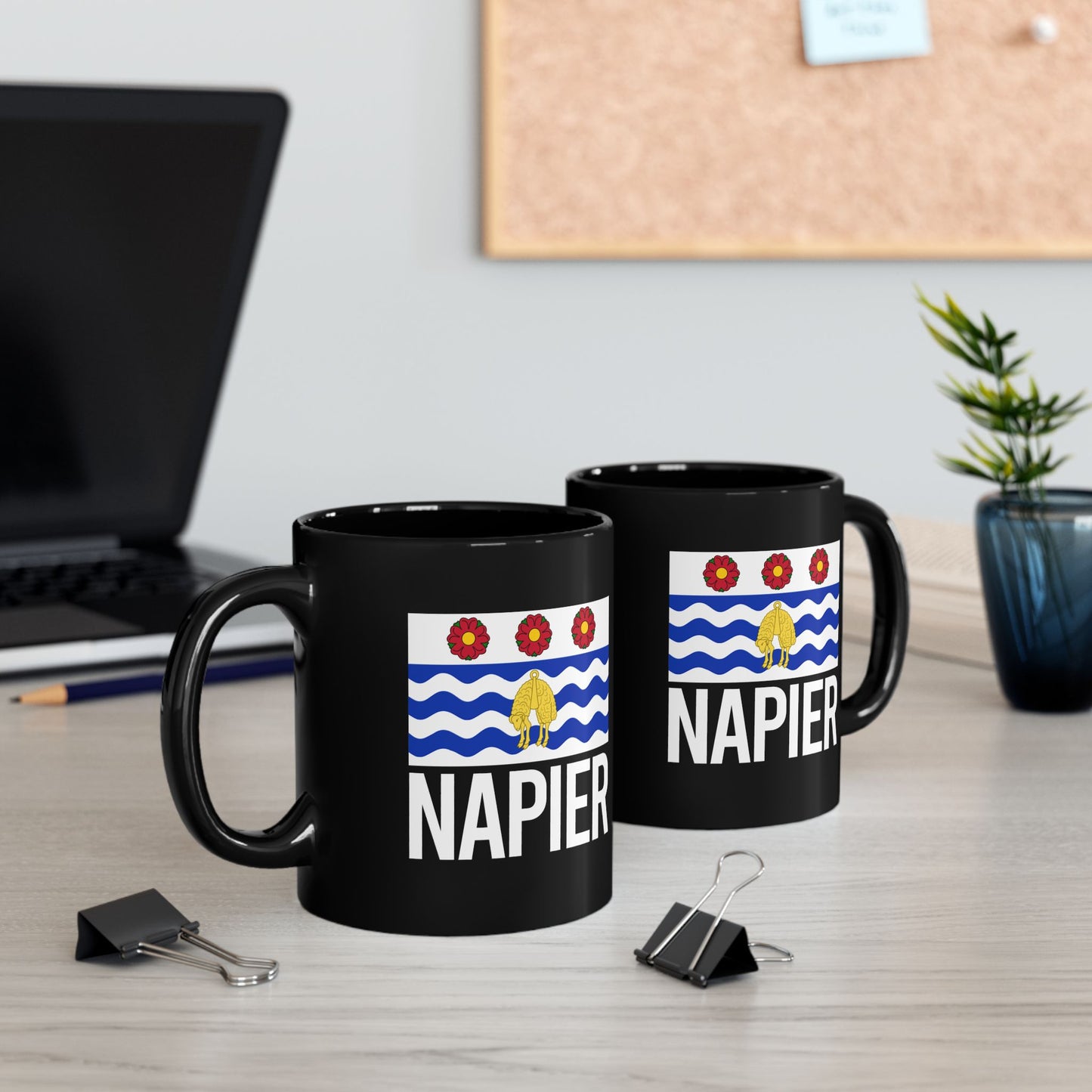 Napier City Flag Black Ceramic Mug - 11oz, 15oz