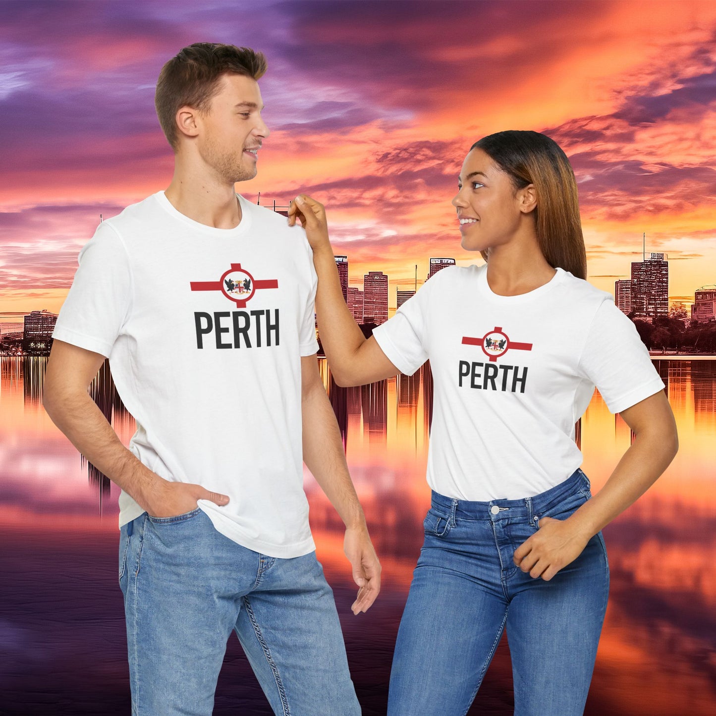 Perth City Flag T-Shirt - Unisex Jersey Short Sleeve Tee