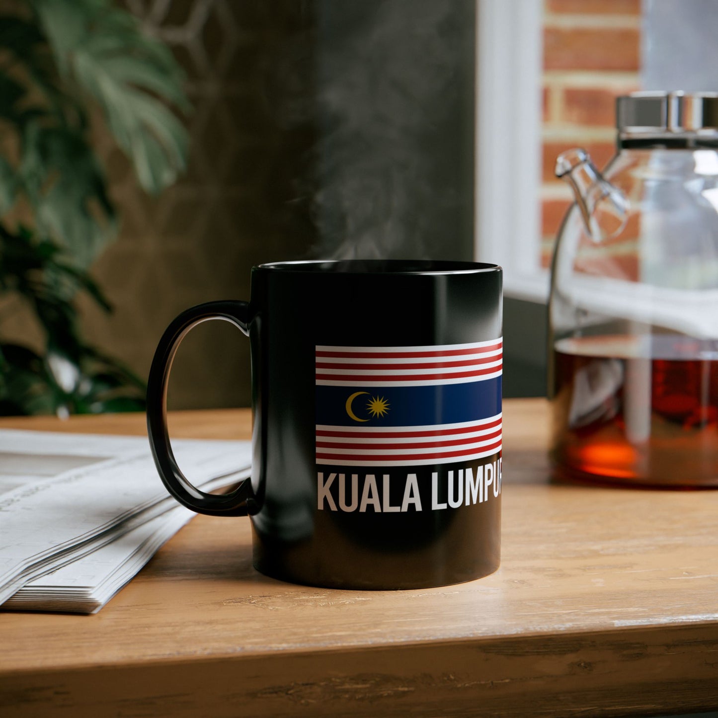 Kuala Lumpur City Flag Black Ceramic Mug - 11oz, 15oz