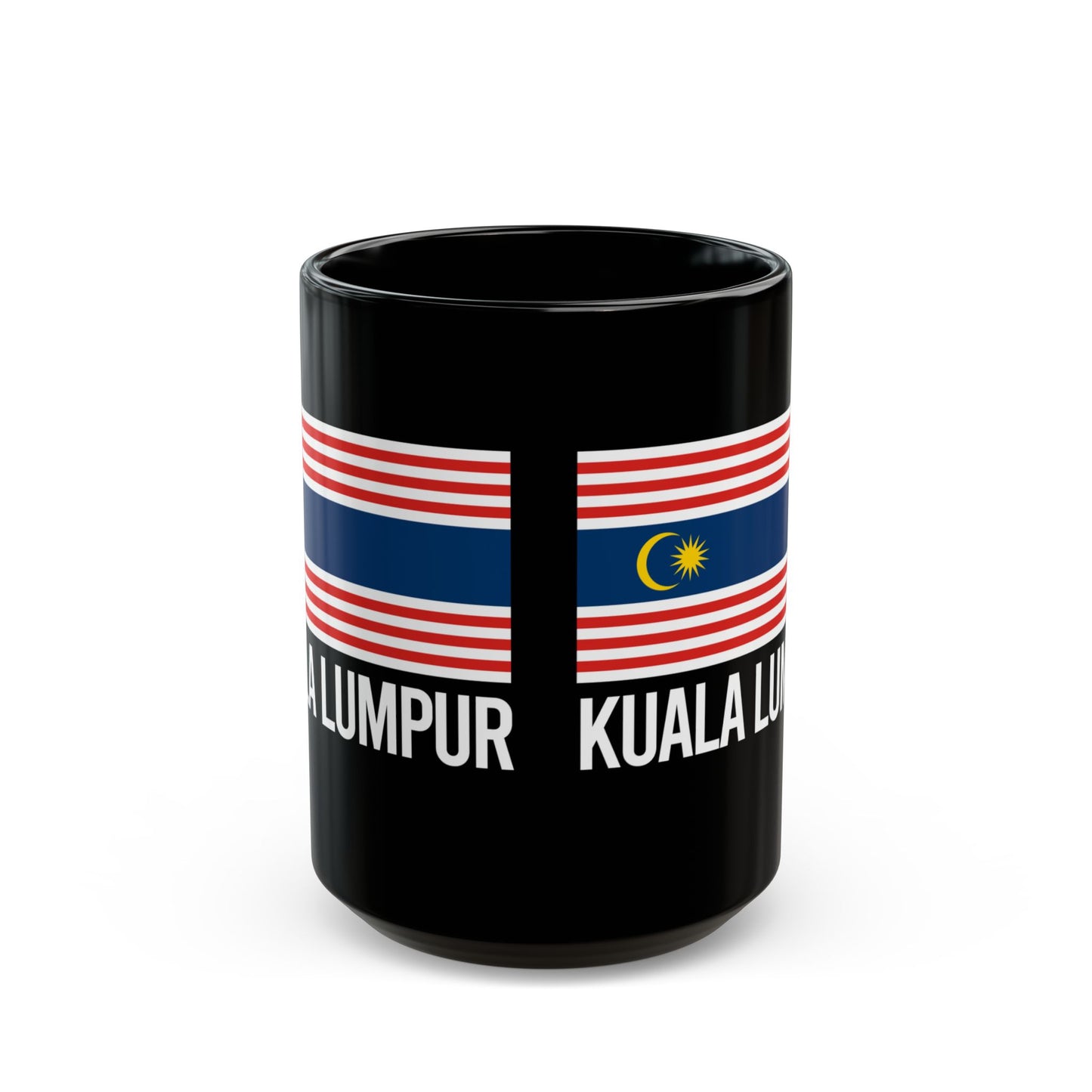 Kuala Lumpur City Flag Black Ceramic Mug - 11oz, 15oz