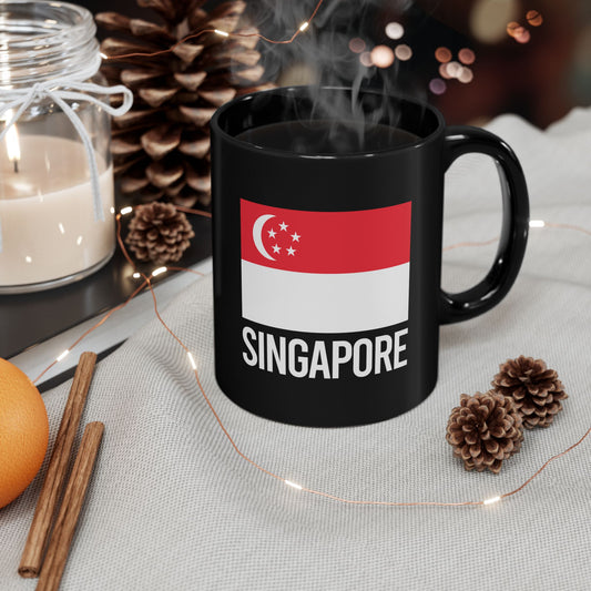 Singapore City Flag Black Ceramic Mug - 11oz, 15oz