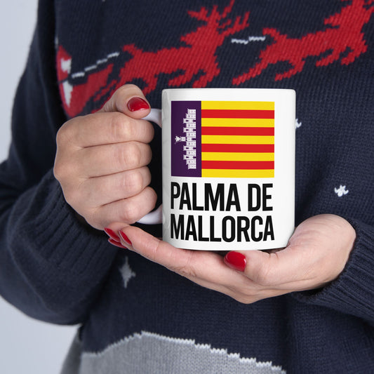 Palma de Mallorca City Flag White Ceramic Mug - 11oz, 15oz