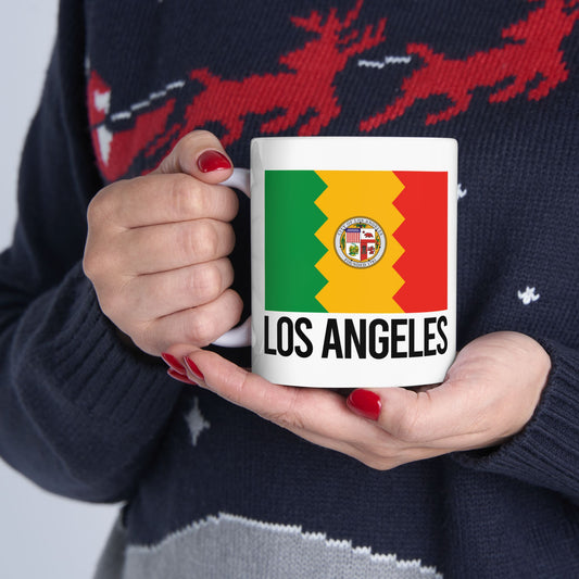 Los Angeles City Flag White Ceramic Mug - 11oz, 15oz