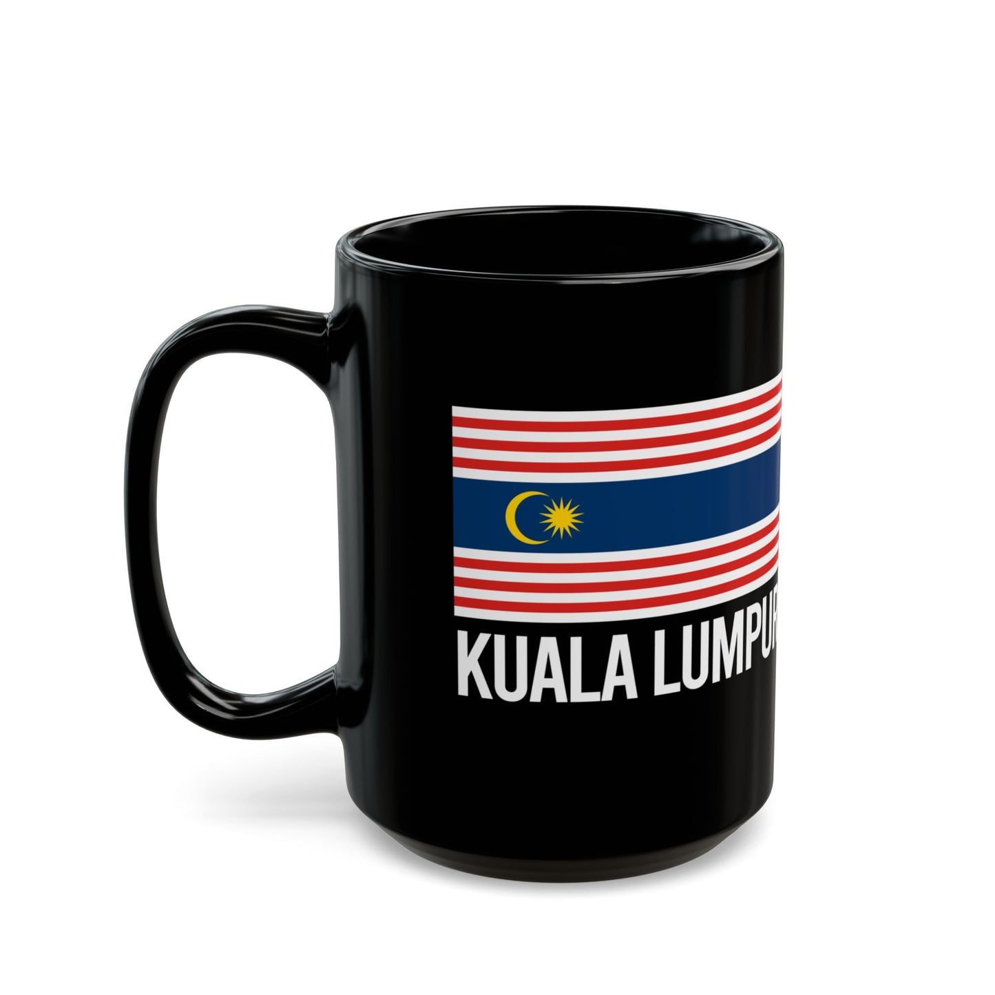 Kuala Lumpur City Flag Black Ceramic Mug - 11oz, 15oz