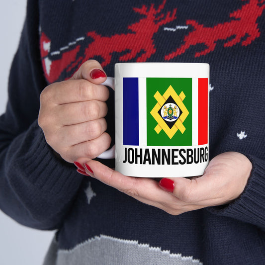 Johannesburg City Flag White Ceramic Mug - 11oz, 15oz