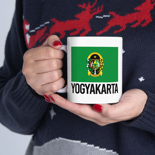 Yogyakarta City Flag White Ceramic Mug - 11oz, 15oz