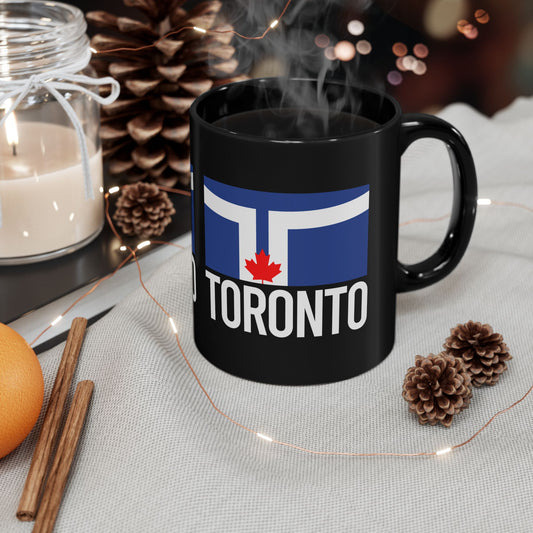 Toronto City Flag Black Ceramic Mug - 11oz, 15oz