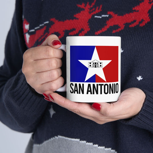 San Antonio City Flag White Ceramic Mug - 11oz, 15oz