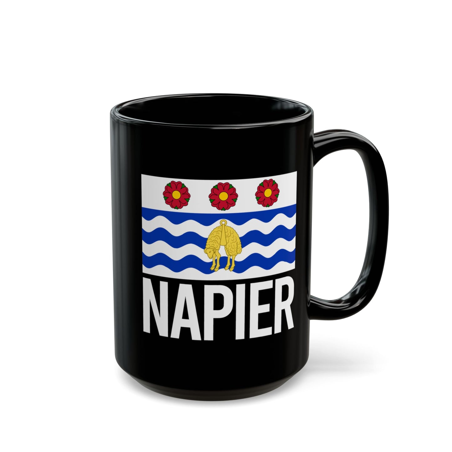 Napier City Flag Black Ceramic Mug - 11oz, 15oz