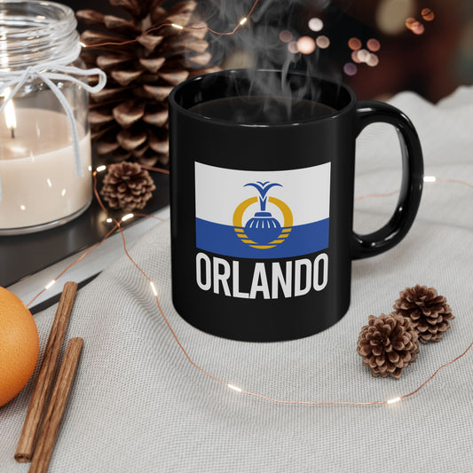 Orlando City Flag Black Ceramic Mug - 11oz, 15oz