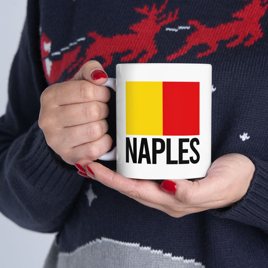 Naples Flag White Ceramic Mug - 11oz, 15oz