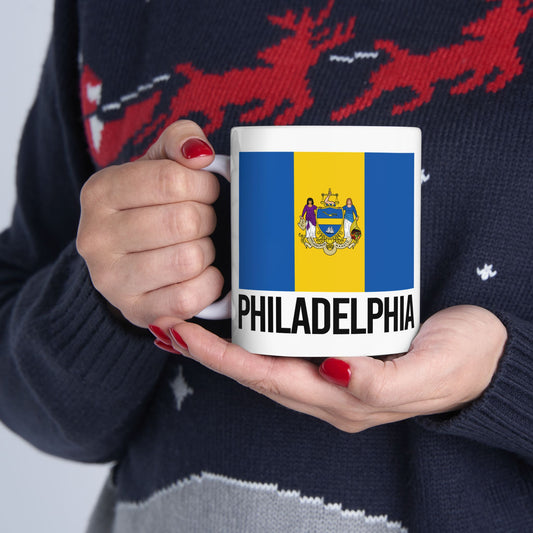 Philadelphia City Flag White Ceramic Mug - 11oz, 15oz