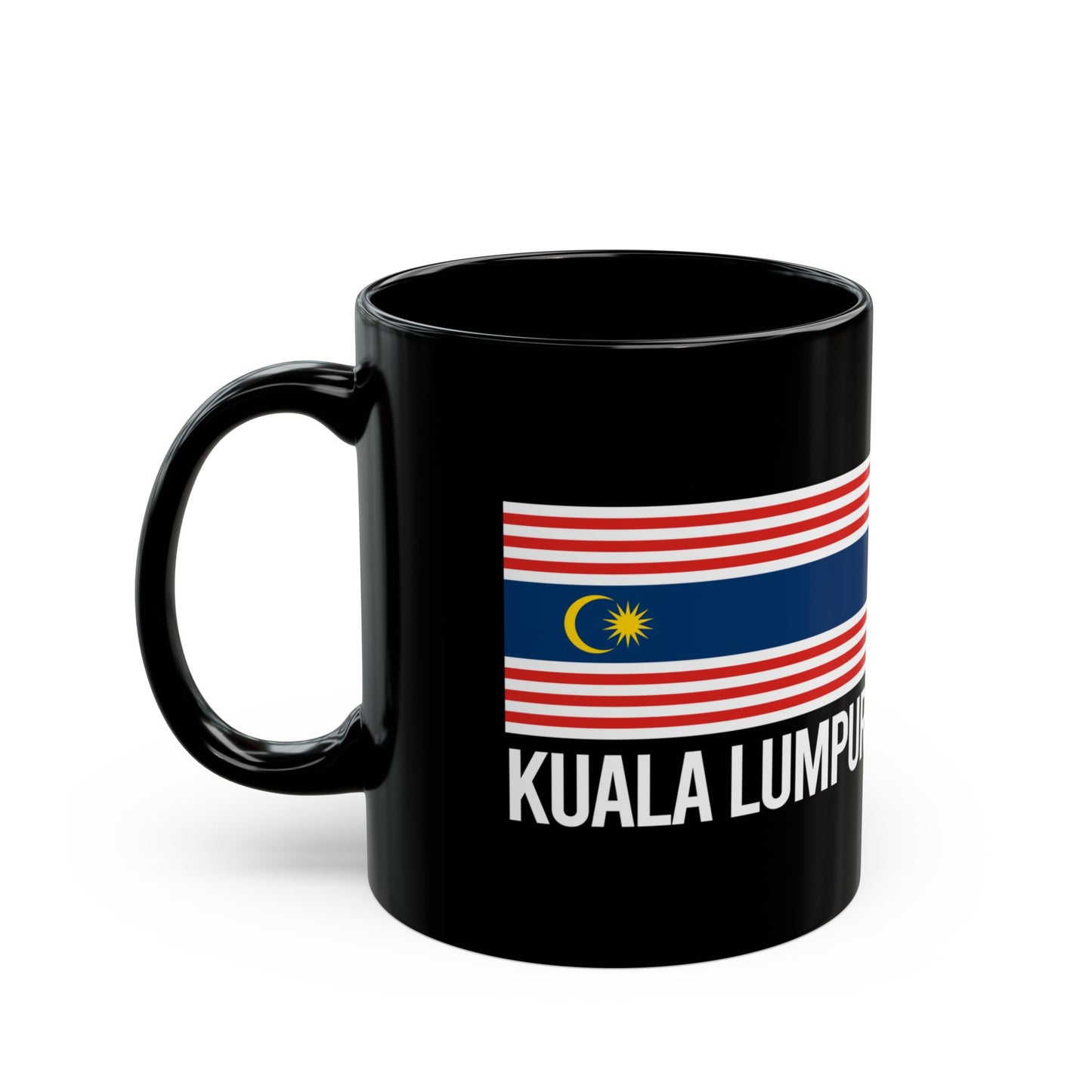 Kuala Lumpur City Flag Black Ceramic Mug - 11oz, 15oz