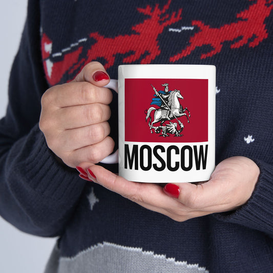 Moscow City Flag White Ceramic Mug - 11oz, 15oz