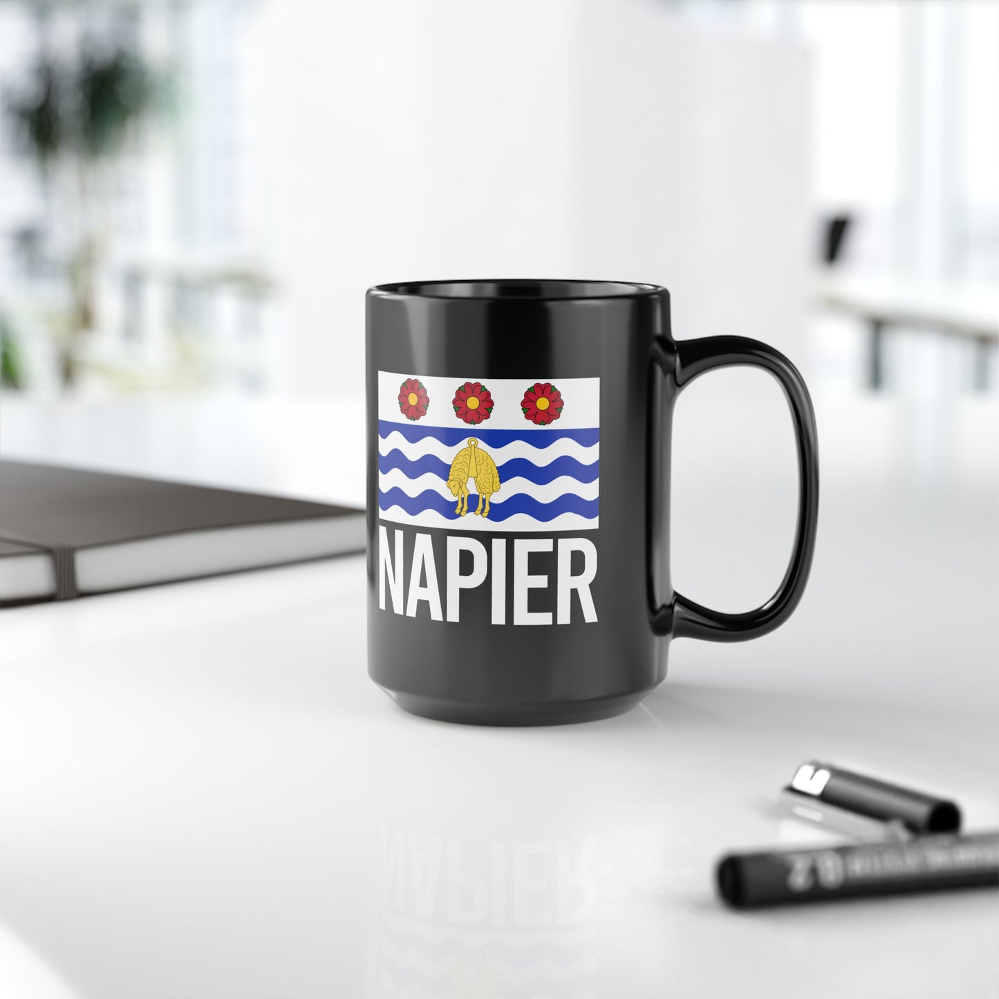 Napier City Flag Black Ceramic Mug - 11oz, 15oz