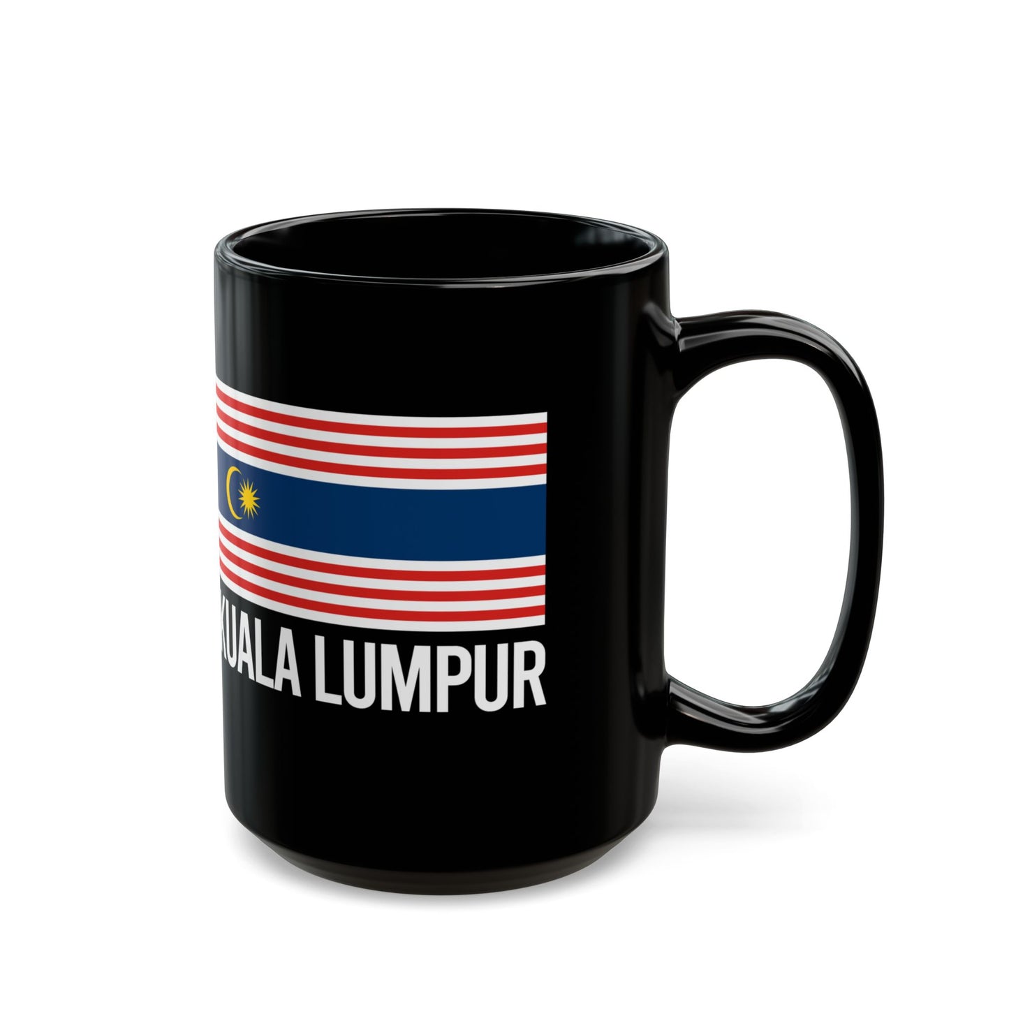 Kuala Lumpur City Flag Black Ceramic Mug - 11oz, 15oz