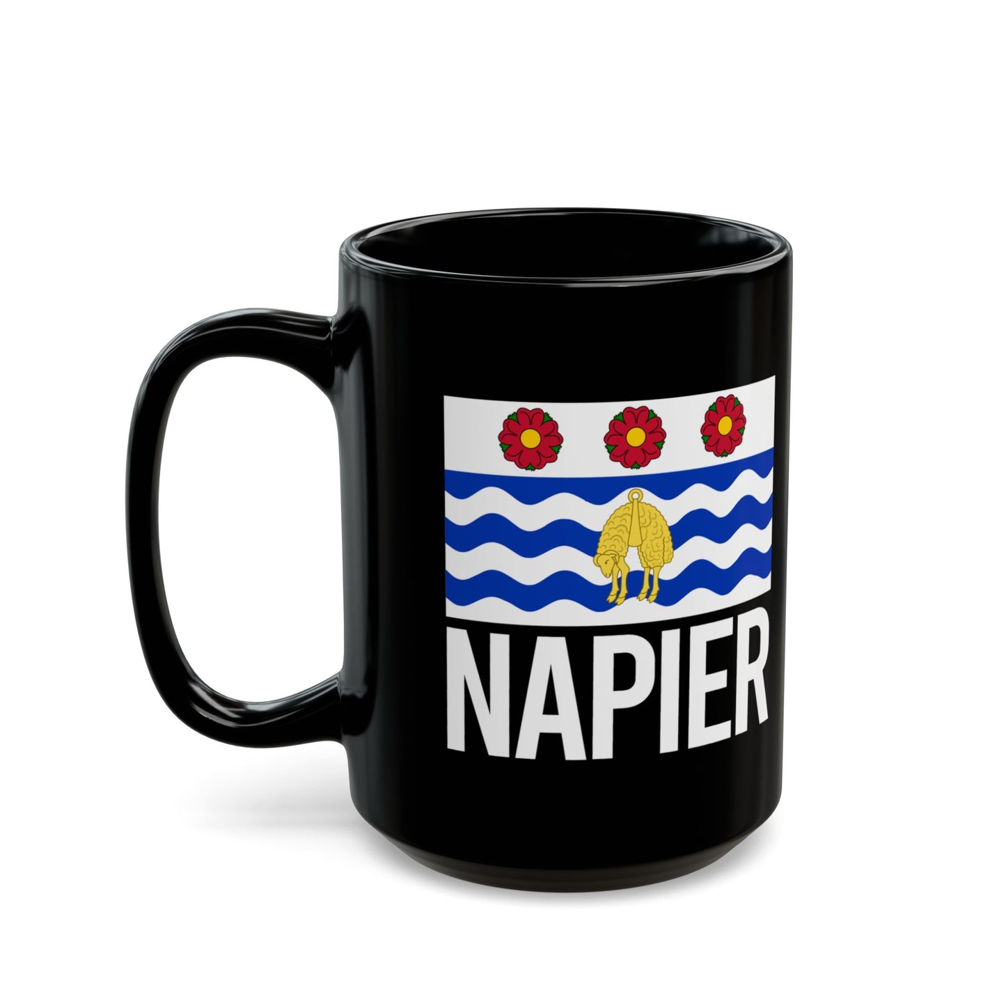 Napier City Flag Black Ceramic Mug - 11oz, 15oz