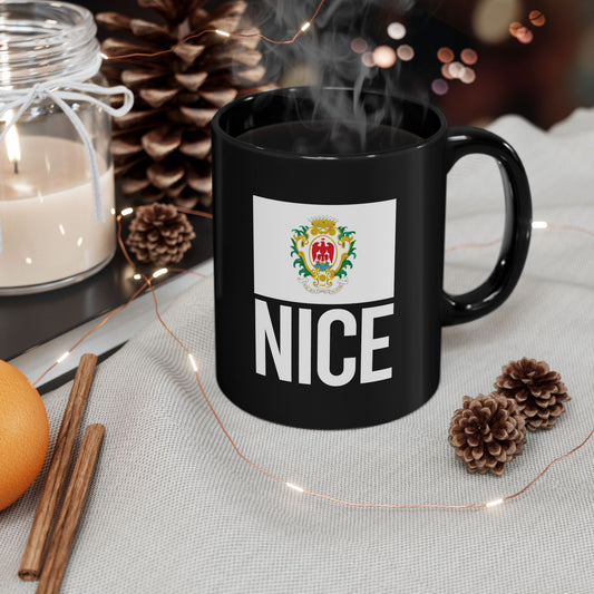 Nice City Flag Black Ceramic Mug - 11oz, 15oz