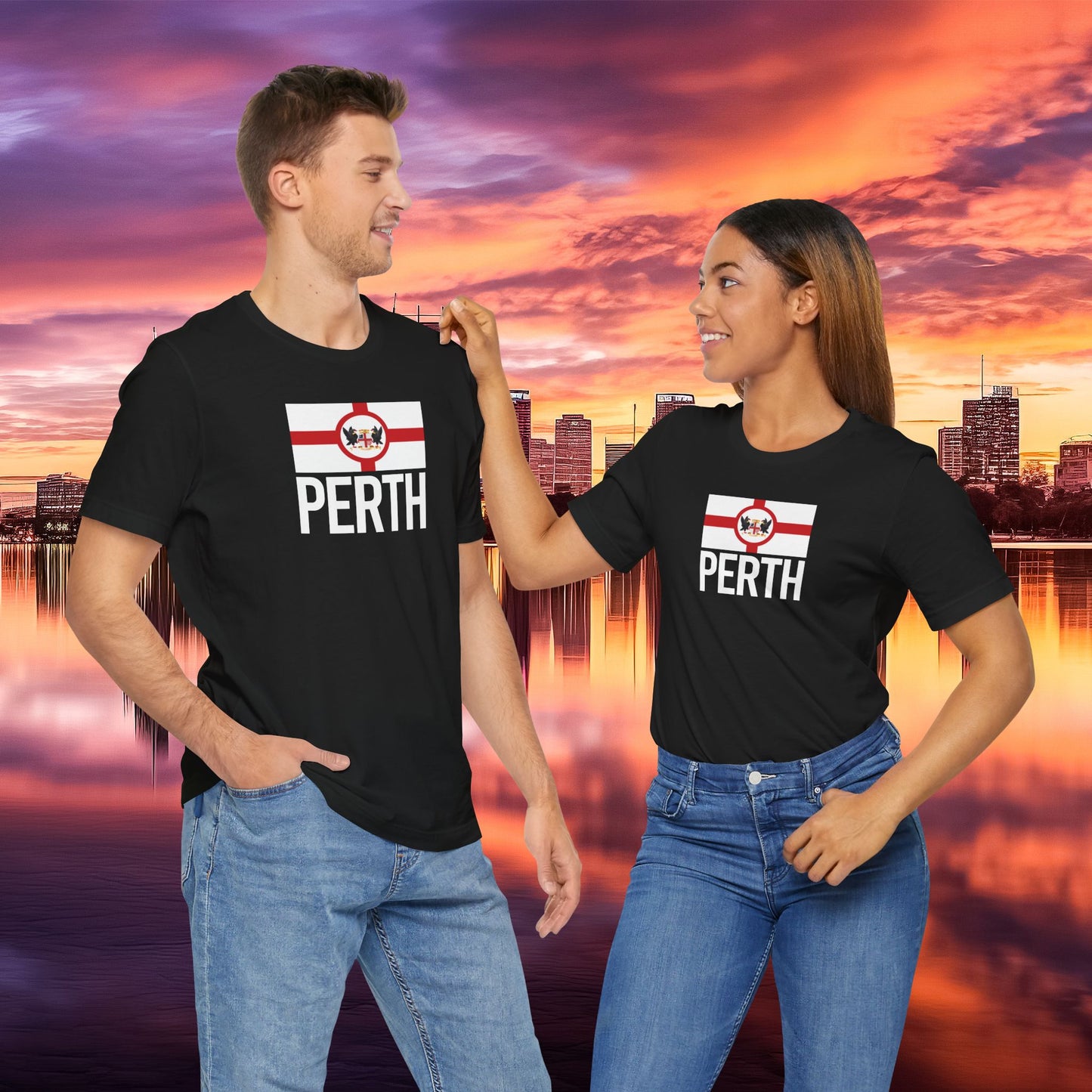 Perth City Flag T-Shirt - Unisex Jersey Short Sleeve Tee