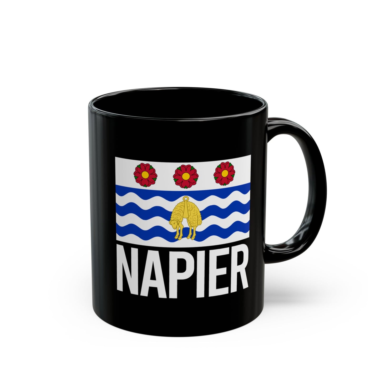 Napier City Flag Black Ceramic Mug - 11oz, 15oz